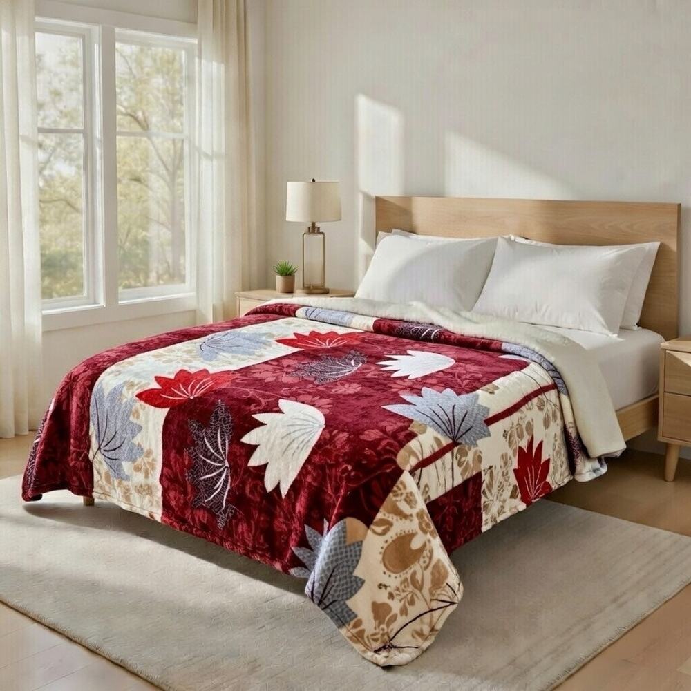 Cozy Queen Size Blanket - Plush & Warm with Vibrant Colors, Maple Leaf